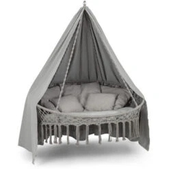 Blumfeldt Ischia Poltrona Pensile Cuscino Seduta 115 Cm (Ø) Policotone Grigio Chiaro