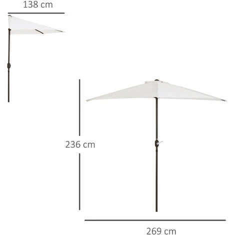 Outsunny Ombrelloni Da Giardino Arredamento Esterni Ombrellone Da Terrazza Esterno Impermeabile Protezione UV Bianco - immagine 3