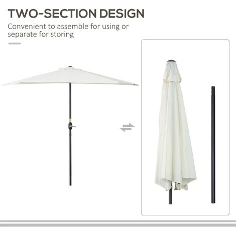 Outsunny Ombrelloni Da Giardino Arredamento Esterni Ombrellone Da Terrazza Esterno Impermeabile Protezione UV Bianco - immagine 4