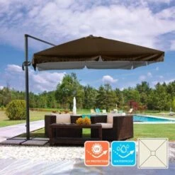 Ombrellone Da Giardino A Braccio Orientabile In Alluminio Palo Decentrato 3x3m Paradise Brown Modello Stile: Con Balza