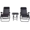 Outsunny Set Arredo Da Giardino 2 Sedie A Sdraio E Tavolino Regolabili Pieghevoli Tessuto Do Textilene Nero