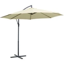 Outsunny Ombrellone Decentrato In Metallo, Beige, 3m