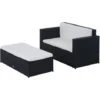 Outsunny Set Mobili Da Giardino In PE Rattan Set Divano E Poggiapiedi Con Cuscini, Nero