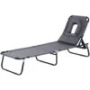 Outsunny Lettino Sdraio Pendisole Da Esterno Con Cuscino Poggiatesta Pieghevole Grigio