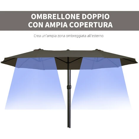 Outsunny Ombrellone Doppio Da Giardino Grigio Area Coperta: 4.6m - immagine 4