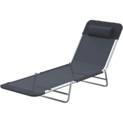 Outsunny Lettino Prendisole Pieghevole E Reclinabile, Nero