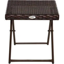 Outsunny Tavolino Da Giardino Pieghevole In Rattan Sintetico E Acciaio Marrone
