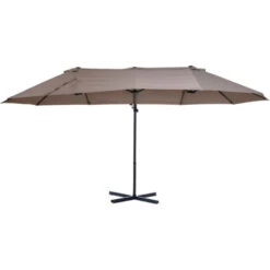 Outsunny Ombrellone Doppio In Acciaio E Poliestere Anti-UV Impermeabile Marrone 270x460x250cm