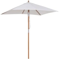 Outsunny Ombrellone Da Giardino Inclinabile 2x1.5m, 6 Stecche E Palo In Legno