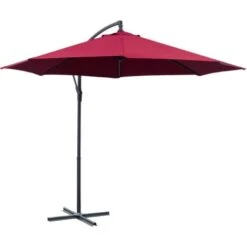 Outsunny Ombrellone Parasole Decentrato In Metallo, Bordeaux, Φ3x2.6m