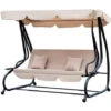 Outsunny Dondolo Letto Da Giardino 3 Posti Con Tetto E Struttura In Acciaio