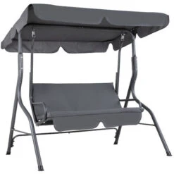 Casaria Dondolo Altalena Da Giardino Hollywood 2 Posti Con Tettuccio Parasole Imbottito Per Esterno Antracite