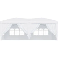Outsunny Gazebo Pieghevole Da Giardino Con 6 Pannelli Laterali, Bianco, 6x3x2.55m