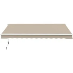 Outsunny Tenda Da Sole A Braccio Avvolgibile Manuale In Poliestere Impermeabile, Beige, 4x2.5m