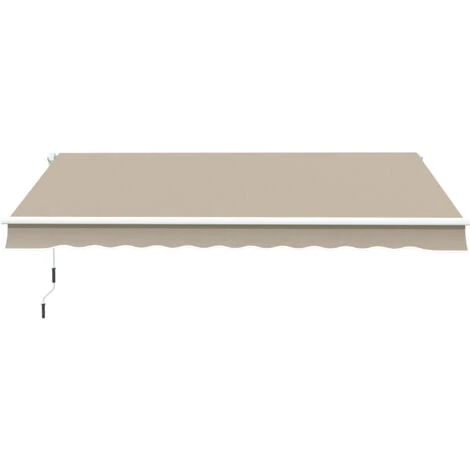 Outsunny Tenda Da Sole A Braccio Avvolgibile Manuale In Poliestere Impermeabile, Beige, 4x2.5m