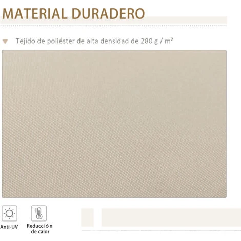 Outsunny Tenda Da Sole A Braccio Avvolgibile Manuale In Poliestere Impermeabile, Beige, 4x2.5m - immagine 4