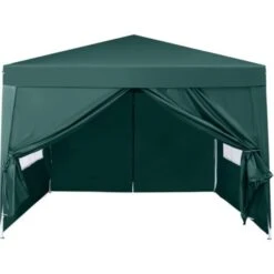 Outsunny Gazebo Impermeabile Con Pannelli Laterali Pieghevole 3x3m, Verde