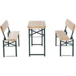 Outsunny Set Birreria Da Giardino Tavolo E 2 Panche Con Schienale Pieghevole In Legno Di Abete