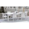 Dmora Tavolo Da Esterno Roma, Tavolo Rettangolare Allungabile Da Pranzo, Tavolo Da Giardino Estensibile Effetto Rattan, 100% Made In Italy, Cm 150x90h72, Bianco