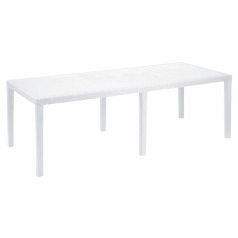 Dmora Tavolo Da Esterno Roma, Tavolo Rettangolare Allungabile Da Pranzo, Tavolo Da Giardino Estensibile Effetto Rattan, 100% Made In Italy, Cm 150x90h72, Bianco - immagine 2