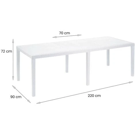 Dmora Tavolo Da Esterno Roma, Tavolo Rettangolare Allungabile Da Pranzo, Tavolo Da Giardino Estensibile Effetto Rattan, 100% Made In Italy, Cm 150x90h72, Bianco - immagine 3