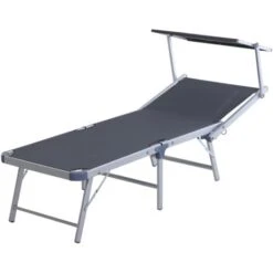Outsunny Sdraio Pieghevole Da Giardino Con Tetto Lettino Prendisole In Alluminio Grigio