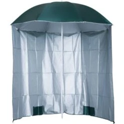Outsunny Ombrellone Da Giardino Φ220cm Con Tenda Parasole, Poliestere E Metallo, Verde Scuro E Bianco