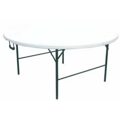 Cilvani Tavolo TAVOLINO Rotondo Pieghevole XL RICHIUDIBILE Resina HDPE Bianco 153XH74 Cod. Zy-160