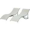 Outsunny Set 2 Sdraio Da Giardino Pieghevoli, Lettino Prendisole In Alluminio E Textilene, Beige, 61x165x63cm