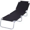 Outsunny Sdraio Da Giardino Pieghevole In Metallo E Tessuto Oxford, Lettino Prendisole Traspirante 180x55x24cm Nero
