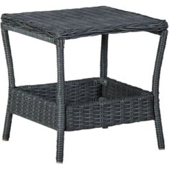 Tavolo Da Giardino Grigio Scuro 45x45x46,5 Cm In Polyrattan VidaXL