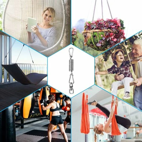 Gancio Da Soffitto LITZEE, Molla In Acciaio Con Capacità Di 250 Kg, Gancio Da Soffitto In Acciaio Inossidabile 304 Ad Alte Prestazioni Con Due Moschettoni Per Amache Sospese - immagine 4