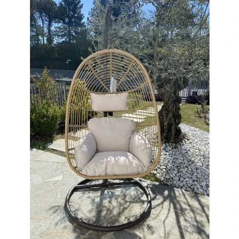 Poltrona Dondolo Sospesa In Polyrattan Con Piedistallo ANDROMEDA By Giardini Di Maggio