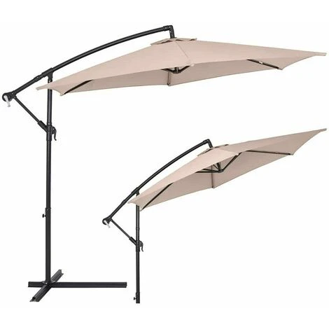 Ombrellone Giardino Decentrato 3x3 Mt Palo Alcciaio Gazebo Piscina Tortora - immagine 3