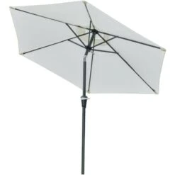 Outsunny Ombrellone Da Giardino Inclinabile Apertura A Manovella, Palo In Metallo E 8 Stecche, Bianco Crema Φ227cm