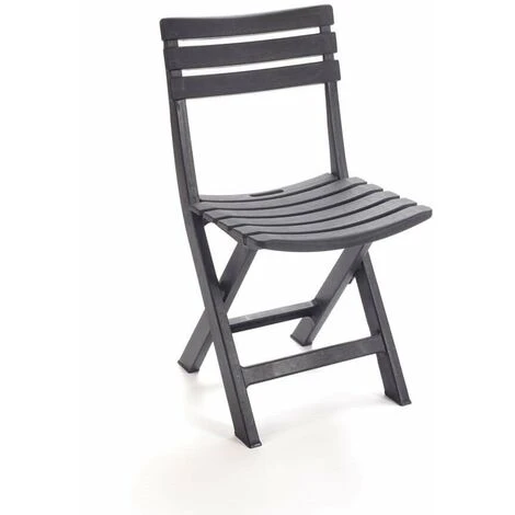Sedia Da Giardino In Plastica Bircky Pieghevole Set 4 Pezzi Uso Interno Esterno - Antracite - immagine 2