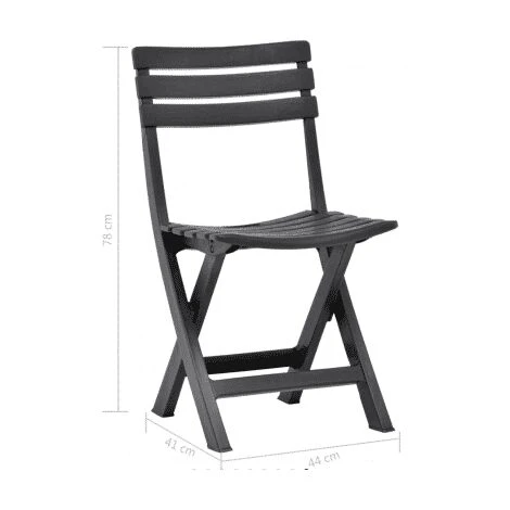 Sedia Da Giardino In Plastica Bircky Pieghevole Set 4 Pezzi Uso Interno Esterno - Antracite - immagine 3