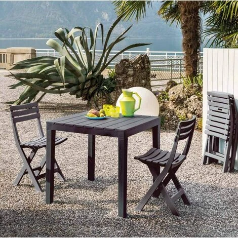 Sedia Da Giardino In Plastica Bircky Pieghevole Set 4 Pezzi Uso Interno Esterno - Antracite - immagine 4