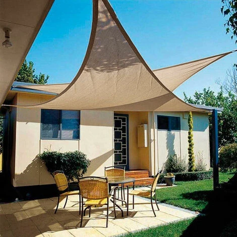 Vela Telo Parasole 3x3mt Tenda Triangolare Ombreggiante Giardino Tessuto Beige - immagine 3