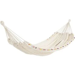 Amaca Pon-Pon In Tessuto Singola 200 X 100 Cm, 1 Posto Dondolo Da Giardino