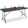 Relaxdays Tavolo Da Giardino Pieghevole, Tavolino Da Campeggio Picnic, Con Maniglia, H X L X P 72x178x74 Cm, Nero