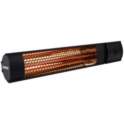 VONROC Stufa Riscaldante A Infrarossi 2000W Da Esterno. 2 Livelli Di Calore. Per Parete E Soffitto. Protezione IP65. Con Elemento Anabbagliante. Incl. Telecomando. Nero