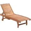 Outsunny Lettino Prendisole Sdraio In Legno Con Ruote E Vassoio Estraibile