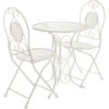 Set Da Giardino Tavolino E 2 Sedie Pieghevoli In Ferro Bianco