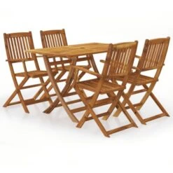 Set Da Pranzo Da Giardino 5 Pz Pieghevole In Massello Di Acacia VidaXL
