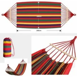 AMACA SOSPESA IN TELA CON TENDICORDE IN LEGNO 200X100cm ROSSA