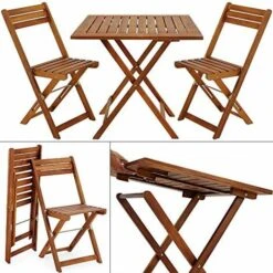 Nova Set Tavolo Con Sedie 3 Pz Da Balcone In Legno Massello Di Acacia
