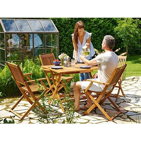Nova Set Da Pranzo Da Giardino 5 Pz Tavolo E Sedie In Legno Di Acacia - immagine 3