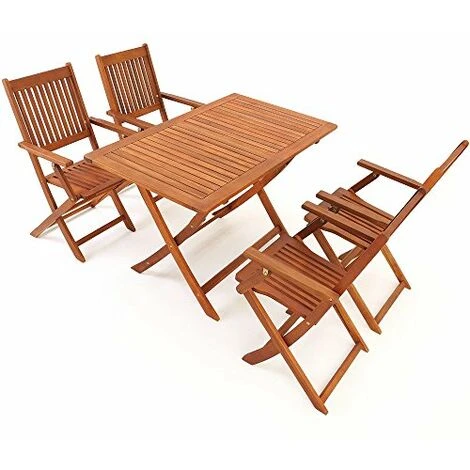 Nova Set Da Pranzo Da Giardino 5 Pz Tavolo E Sedie In Legno Di Acacia - immagine 4