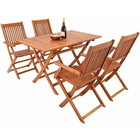 Nova Set Da Pranzo Da Giardino 5 Pz Tavolo E Sedie In Legno Di Acacia - immagine 5